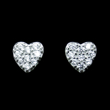 Silver Heart Shaped Zircon Ear Stubs