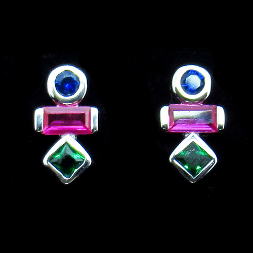 Silver Color Zircon Ear Stubs