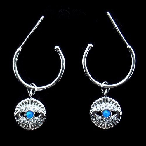 Silver Eyes Shaped Zircon Ear Stubs