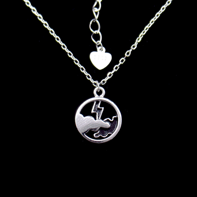 Silver Round Enamel Necklace