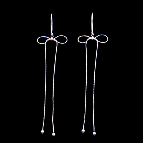 Silver Bow Plain Earrings