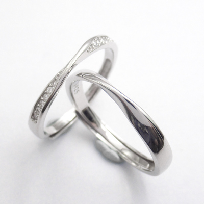 Silver Zircon Couple Ring