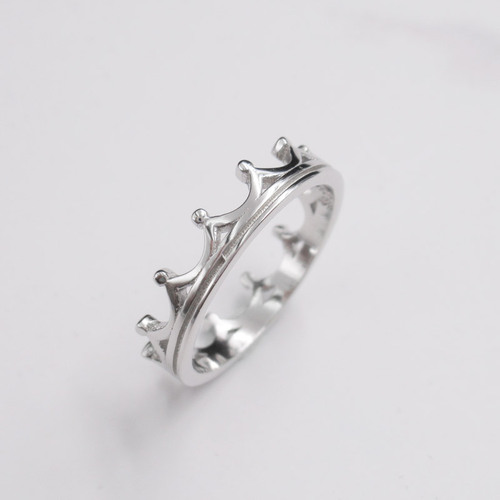 Silver Crown Shaped Plain Ring