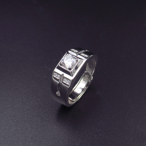 Silver Zircon Men Ring