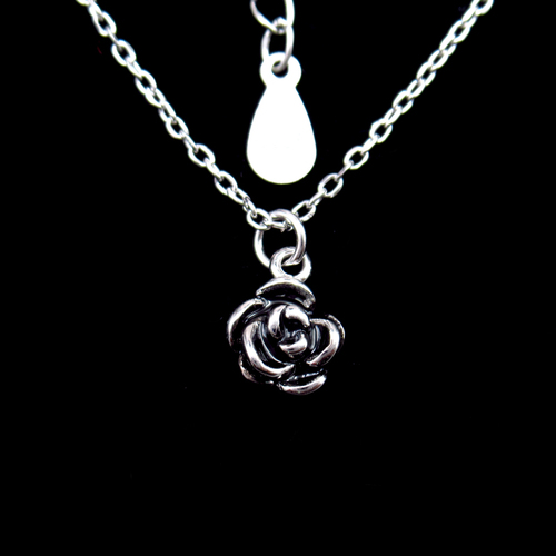 Silver Flower Enamel Necklace
