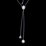 Silver Flower Pearl Necklace