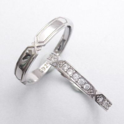 Silver Zircon Couple Ring