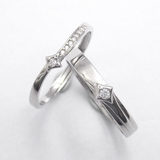 Silver Star Shaped Zircon Couple Ring