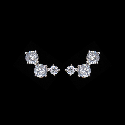 Silver Zircon Ear Stubs