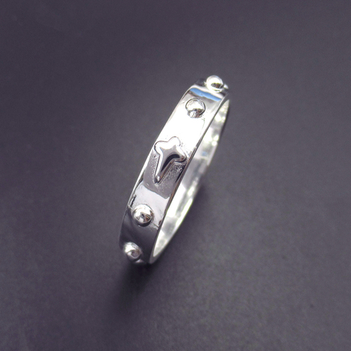 Silver Cross Plain Ring
