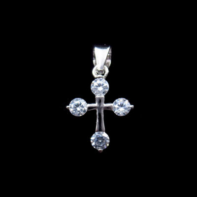 Silver Cross Shaped Zircon Pendant