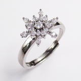Silver Snowflakes Shaped Zircon Ring