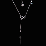 Silver Bow Shaped Zircon Necklace