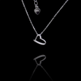 Silver Heart Shaped Zircon Necklace